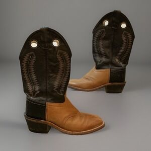 Old West Women's Black & Tan Leather Western Cowboy Boots‎